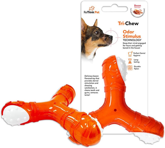 Rethink Pet Tri-Chew Dog Toy Bacon Flavoured
